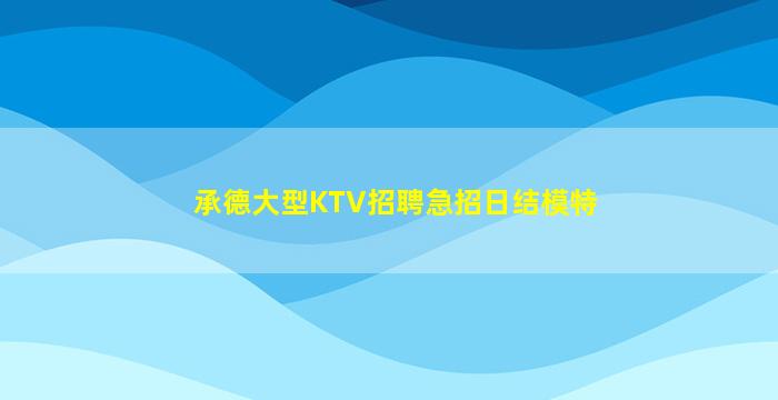 承德大型KTV招聘急招日结模特